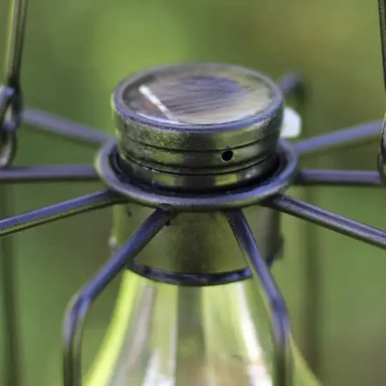 6.75" Black Cylindrical Solar Powered LED Patio Lantern {4}