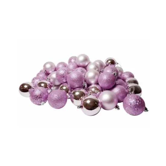 60ct Pink Lavender Shatterproof 4-Finish Ball Ornaments {1}