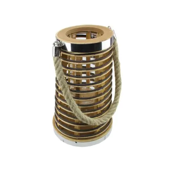 10" Rustic Chic Rattan Candle Holder Lantern with Handle {1}