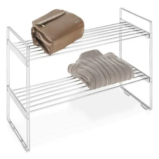 Whitmor Stackable Closet Shelves 2-Tier, Chrome {3}