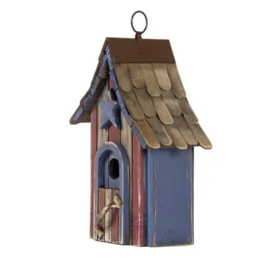 Glitzhome&reg; Patriotic Hand Painted Wood Bird House {5}