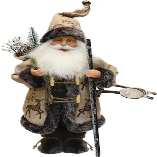 16.5" Country Rustic Santa Claus Carrying Sled & Sack of Gifts {3}