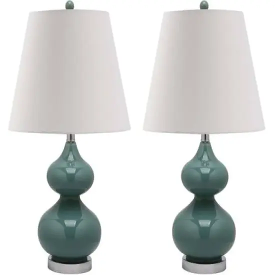 Eva Double Gourd Table Lamp Set in Light Blue {1}