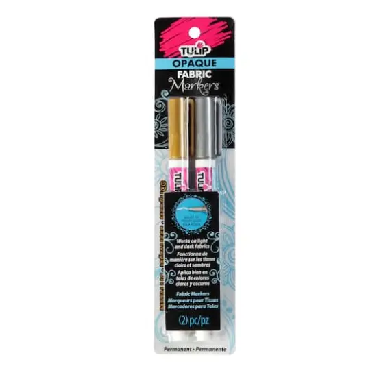 Tulip&reg; Opaque Fabric Markers, Metallic Gold & Silver {1}