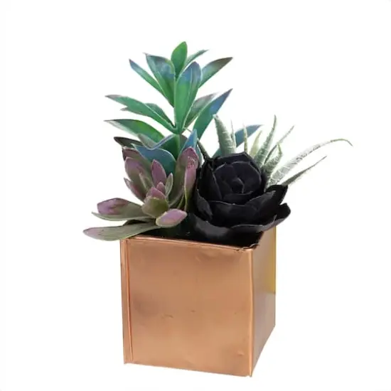7" Artificial Mixed Succulent Arrangement in Square Pot {1}
