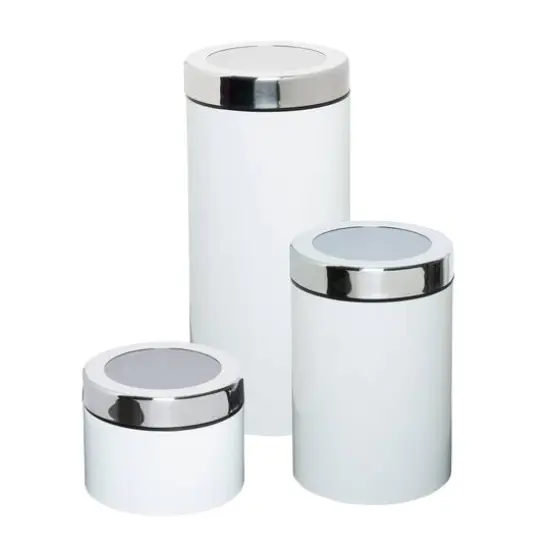 Honey Can Do White Retro Canisters, 3 Pack {1}