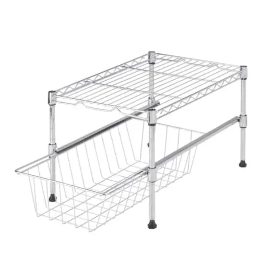 Honey Can Do Chrome Adjustable Shelf With Under Cabinet Organizer {1}