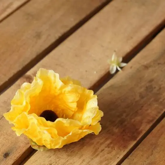 Yellow Poppy Flower Decorative Crafting Stem {4}