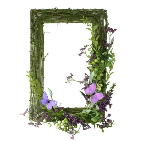 21" Mixed Berry & Butterfly Rectangular Wreath {1}
