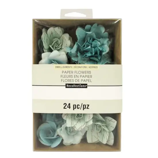 Blue Mulberry Printed Paper Flower Embellishments By Recollections™ {1}