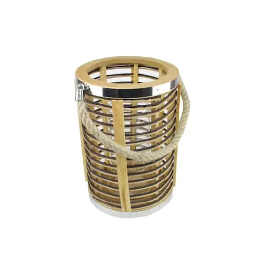 7.5" Rustic Chic Cylindrical Rattan Decorative Candle Holder Lantern {1}