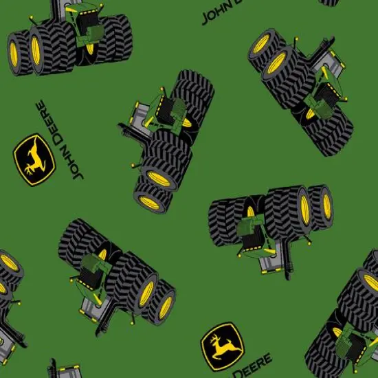 John Deere Tossed Tractor & Logo Quilting Cotton Fabric {1}