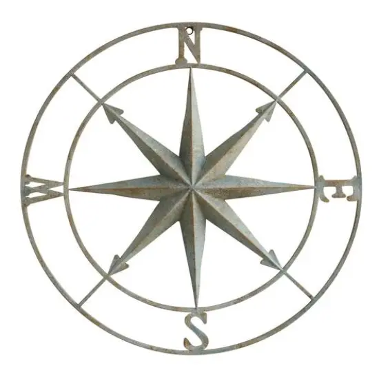 Hello Honey&reg; Metal Compass Wall, Distressed Aqua {16}