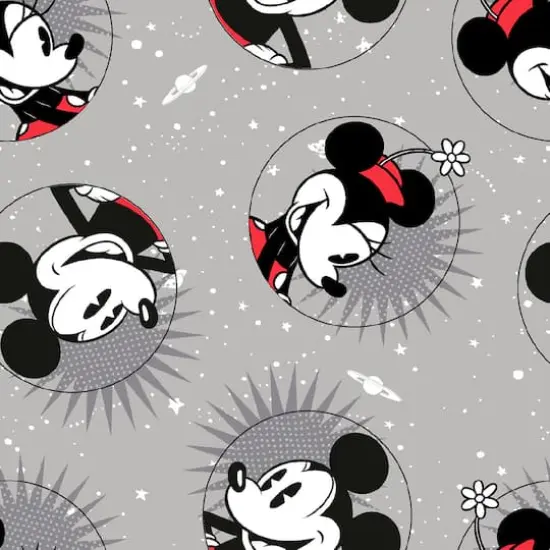Disney Smile Mickey Grey Quilting Cotton Fabric {1}
