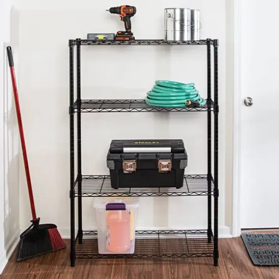 Honey Can Do 4-Tier 54" Black Storage Shelves, 350 lbs. Capacity {3}