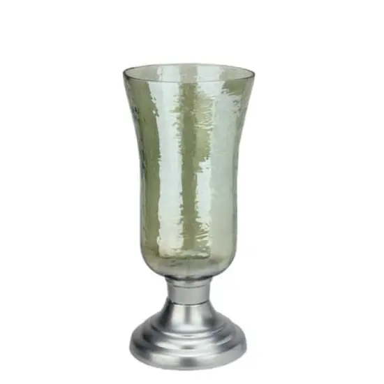 15.5" Golden Luster Decorative Hurricane Pillar Candle Holder {1}