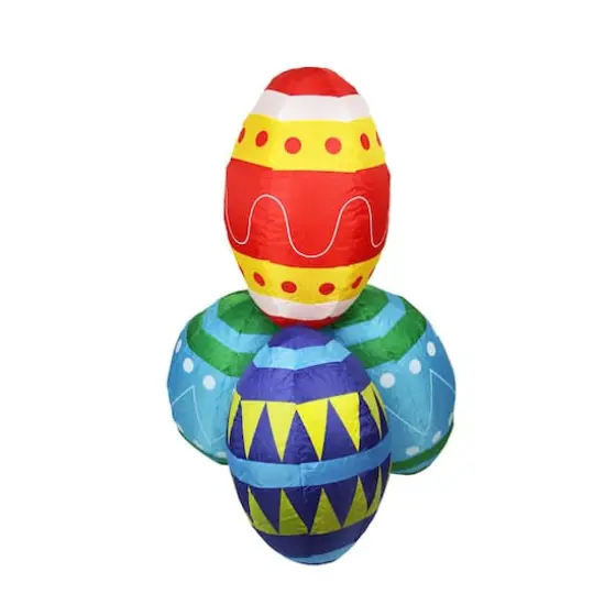 4ft Inflatable Lighted Easter Eggs Stack Yard Decoration {1}