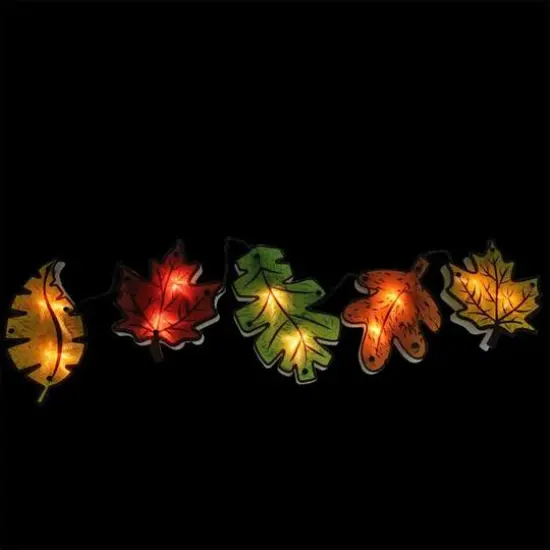 49" Autumn Yellow, Red, Green and Orange Leaves Window Silhouette Garland Decoration {3}