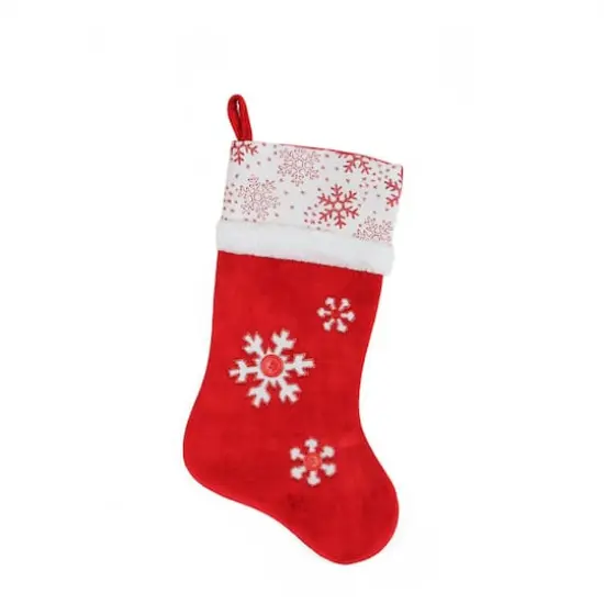 20.5" Button Snowflake Christmas Stocking {1}