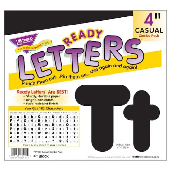 Trend Enterprises&reg; 4" Casual Combination Ready Letters&reg;, 6 Packs Jet Black {1}