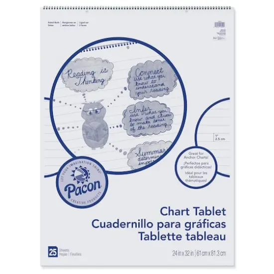 Pacon&reg; White 1" Ruled Chart Tablet, 24" x 32", 25 Sheets {1}