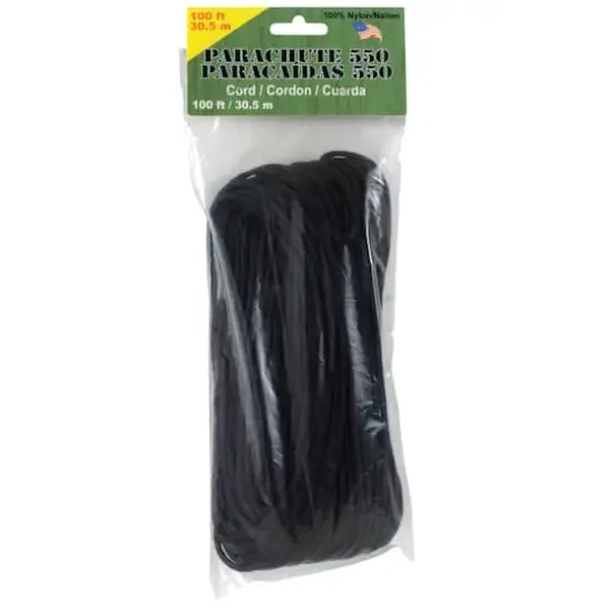 Parachute Cord, 550, 100 ft. Black {1}
