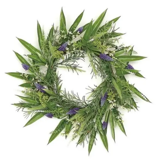 24" Purple Hyacinth & Yellow Fennel Seed Floral Wreath {1}