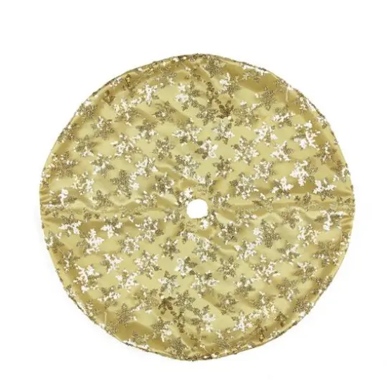 20" Gold Sequin Snowflake Mini Tree Skirt {1}