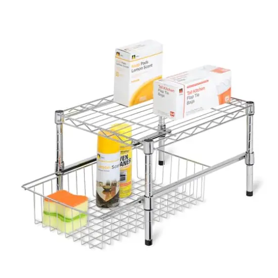 Honey Can Do Chrome Adjustable Shelf With Under Cabinet Organizer {3}