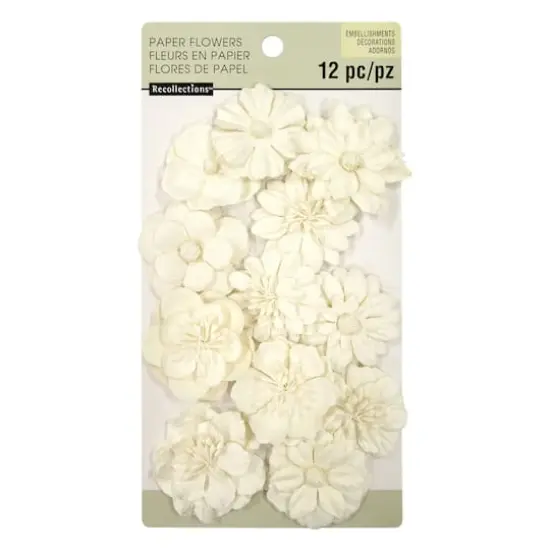 Assorted White Paper Flower Embellishments By Recollections&trade; {1}