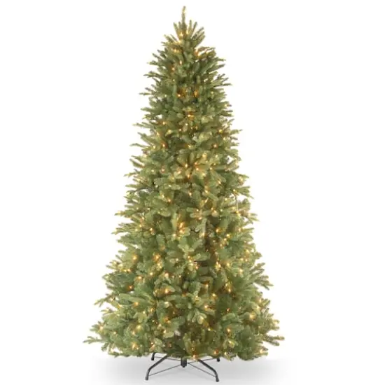 7.5 Ft. Pre-Lit Feel Real&reg; Tiffany Fir Slim Artificial Christmas Tree, Clear Lights {1}