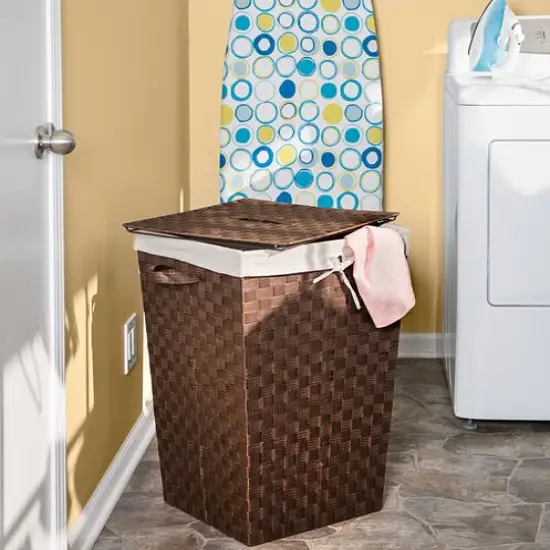 Honey Can Do Java Brown Decorative Woven Hamper with Lid {4}