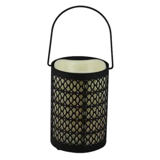 12" Opulent LED Candle Lantern with Timer, Black {3}