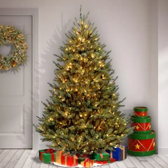 7.5 ft. Pre-lit Hinged Natural Fraser Medium Fir Artificial Christmas Tree, Clear Lights {3}