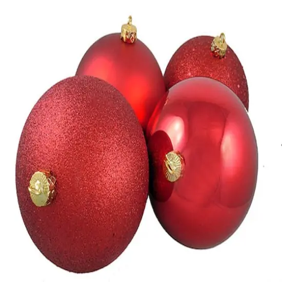 4ct Red Hot Shatterproof 4-Finish Ball Ornaments {1}