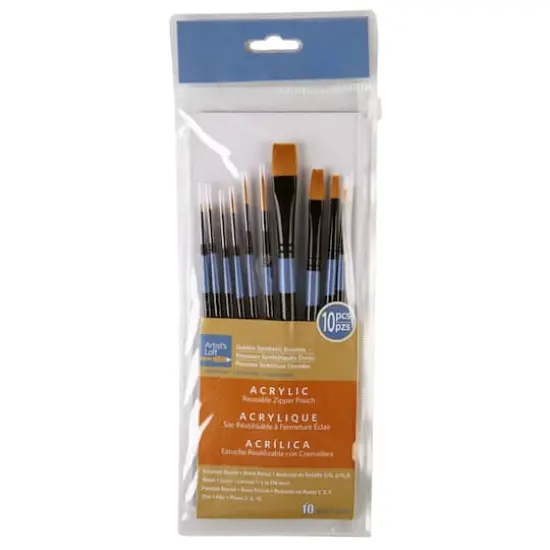 10 Piece Golden Synthetic Acrylic Brushes by Artist's Loft&reg; Necessities&trade; {4}