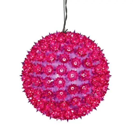 10" Fuchsia Lighted Hanging Star Sphere Christmas Decoration {1}