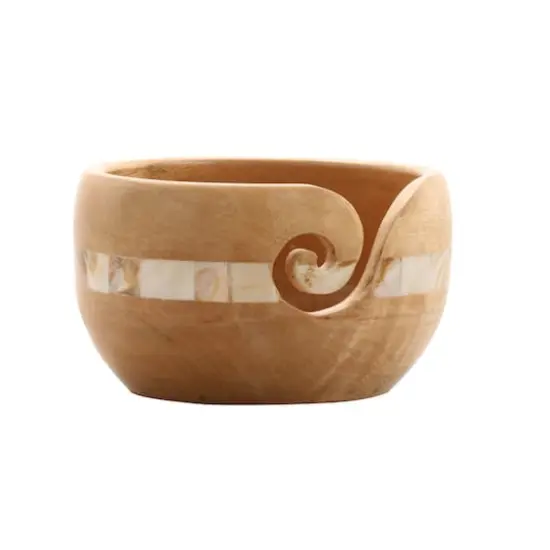 Mango Wood Yarn Bowl with Mother of Pearl by Loops & Threads&trade; {1}