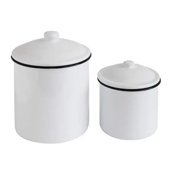 Hello Honey&reg; White Enameled Canisters {1}