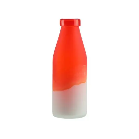 10.25" Frosted Milk Bottle Glass Vase, Orange & White {1}