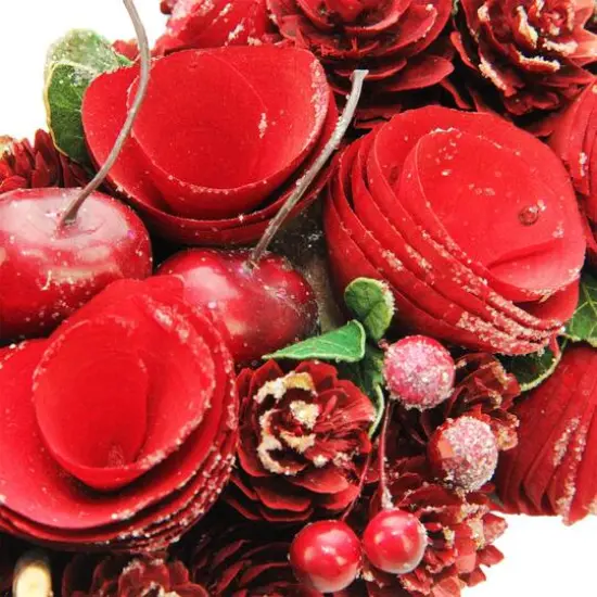 13.5" Rose, Pinecone & Cherry Valentine's Day Wreath {3}