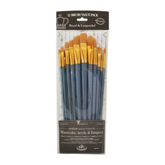 Royal & Langnickel® Zip N' Close Gold Taklon Filbert Brush Set {1}