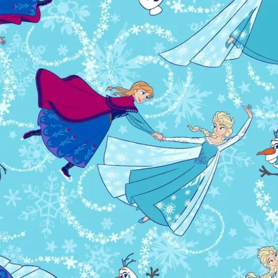 Disney&reg; Frozen Sisters Ice Skating Toss Glitter Quilting Cotton Fabric {1}
