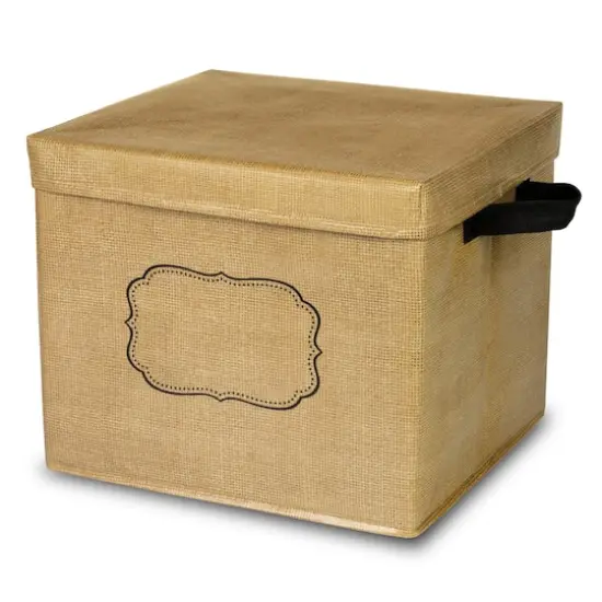 Burlap Storage Box with Lid {3}
