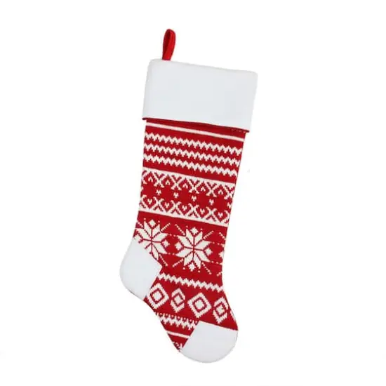 21.5" Alpine Chic Knit Snowflake Stocking {1}