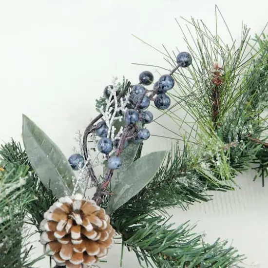 Blueberries & Snowy Pine Cones Mixed Pine Artificial Garland, Unlit {3}