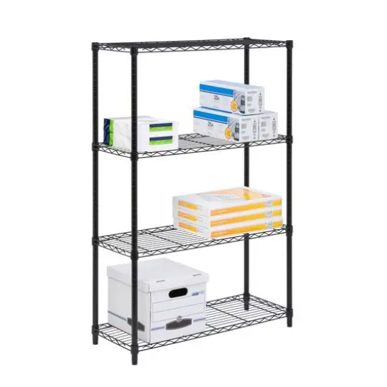 Honey Can Do 4-Tier 54" Black Storage Shelves, 350 lbs. Capacity {4}