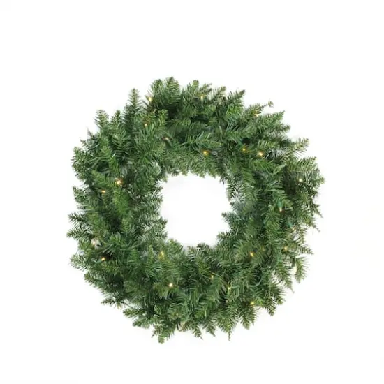 30" Pre-Lit Buffalo Fir Artificial Wreath, Warm White LED Lights {1}
