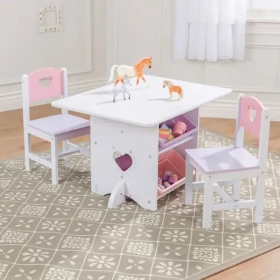 KidKraft White Heart Table & Chair Set {4}