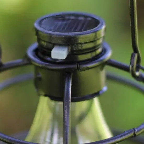 7.75" Black Rippled Solar Powered LED Patio Lantern {4}